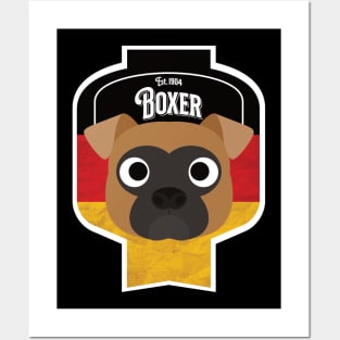 Boxer Dog - Distressed German Boxer Beer Label Design Posters and Art